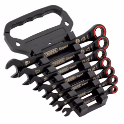 Draper Expert 7 Piece HI-TORQ Metric Ratchet Combination Spanner Set 8 - 19mm Black 100T 03895