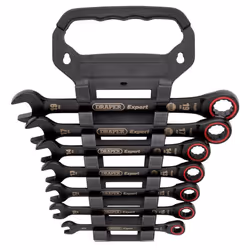 Draper Expert 7 Piece HI-TORQ Metric Ratchet Combination Spanner Set 8 - 19mm Black 100T 03895