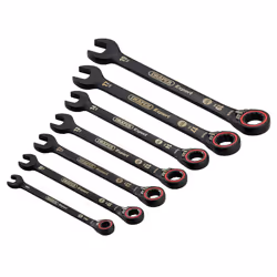 Draper 7PC REVERS.RATCHET SPANNER SET 03911 HI-TORQÃ Metric Reversible Ratchet Combination Spanner Set, Black (7 Piece)