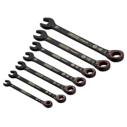 Draper 7PC REVERS.RATCHET SPANNER SET 03911 HI-TORQÃ Metric Reversible Ratchet Combination Spanner Set, Black (7 Piece)