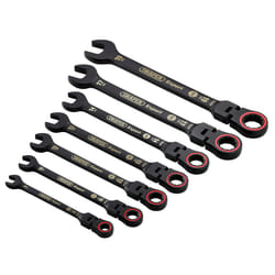 Draper 7PC FLEX HEAD RATCHET SPANNER 03927 HI-TORQÃ Metric Flexible Head Ratchet Combination Spanner Set, Black (7 Piece)