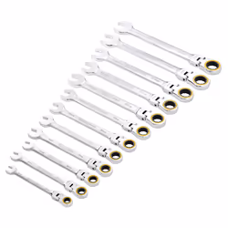 Draper 12PC FLEX HEAD RATCHET SPANNER 03932 HI-TORQÃ Metric Flexible Head Ratchet Combination Spanner Set (12 Piece)