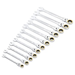 Draper 12PC FLEX HEAD RATCHET SPANNER 03932 HI-TORQÃ Metric Flexible Head Ratchet Combination Spanner Set (12 Piece)