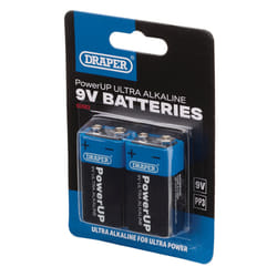 Draper PP3 (9V) BATTERIES - PACK OF 2 03983 Draper PowerUP Ultra Alkaline Batteries
