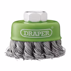 Draper 65MM TWIST CUP BRUSH SS M14 08053 Stainless-Steel Twist-Knot Wire Cup Brushes, M14
