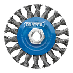 Draper TWISTKNOT WIRE WHEEL 100MM M14 08055 Steel Twist-Knot Flat Wire Wheel Brushes, M14