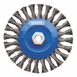 Draper TWISTKNOT WIRE WHEEL 150MM M14 08059 Steel Twist-Knot Flat Wire Wheel Brushes, M14