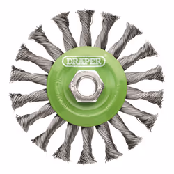 Draper TWIST SS WIRE WHEEL 115MM M14 08061 Stainless-Steel Twist-Knot Flat Wire Wheel Brush, 115mm, M14