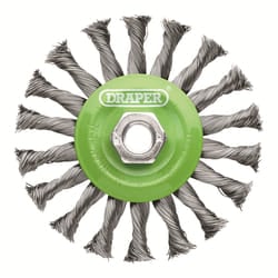 Draper TWIST SS WIRE WHEEL 115MM M14 08061 Stainless-Steel Twist-Knot Flat Wire Wheel Brush, 115mm, M14