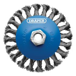Draper BEVELLED WIRE WHEEL 115MM M14 08063 Steel Bevelled Twist-Knot Wire Wheel Brushes, M14