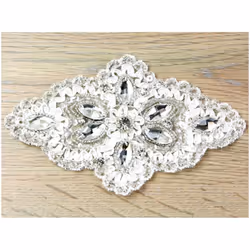 Diamante Crystal Appliques Ivory & Silver - each