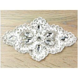 Diamante Crystal Appliques  Ivory & Silver - each