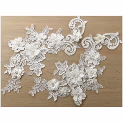 Beaded Appliques  Ivory  - per pack of 2