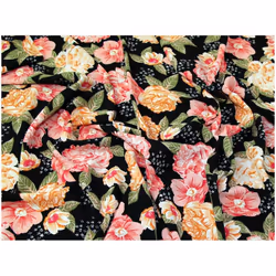 Minerva Soft Polyester Crepe Fabric Pink on Black - per metre