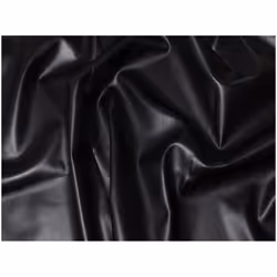 Minerva Faux Leather Stretch Knit Fabric Black - per metre