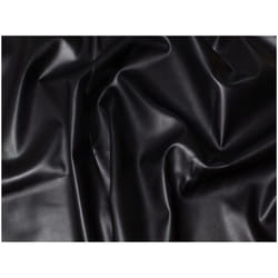Minerva Faux Leather Stretch Knit Fabric Black - per metre