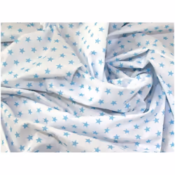 Minerva Printed Polycotton Fabric - per metre - White & Pale Blue