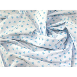 Minerva Printed Polycotton Fabric - per metre - White & Pale Blue