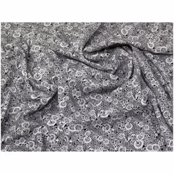 Minerva Viscose Twill Fabric Black on Ivory - per metre