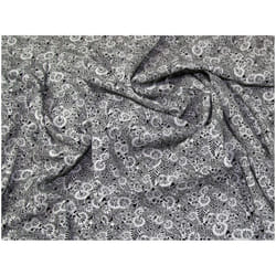 Minerva Viscose Twill Fabric Black on Ivory - per metre