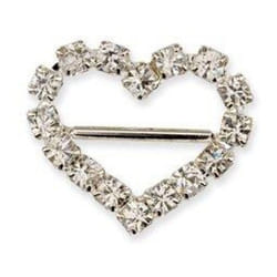 Heart Diamante Buckle  Silver - each