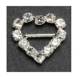 Heart Diamante Buckle  Silver - each