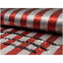 Minerva Reversible Flip Sequin Mesh Fabric Red & Silver - per metre