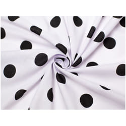 Minerva Printed Polycotton Fabric - per metre - White & Black