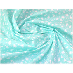 Minerva Printed Polycotton Fabric Aqua - per metre