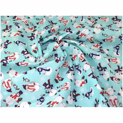 Minerva Printed Polycotton Fabric Aqua - per metre