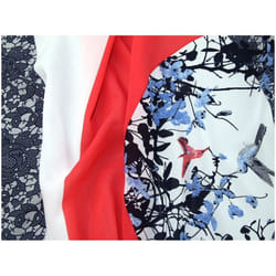 Minerva Polyester Georgette Fabric Navy Coral - per metre