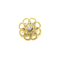 Glass Diamante Buttons  Gold - each