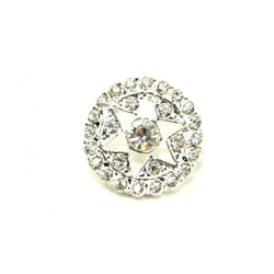 Glass Diamante Buttons  Silver - each