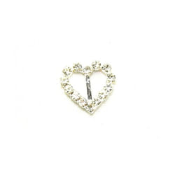 Diamante Heart Buckle  Silver - each