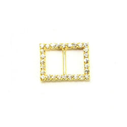 Diamante Rectangle Buckle  Gold - each