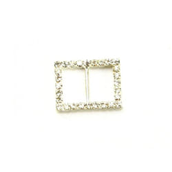 Diamante Rectangle Buckle  Silver - each