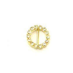 Diamante Round Buckle  Gold - each