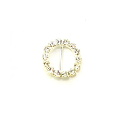 Diamante Round Buckle  Silver - each
