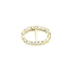 Diamante Oval Buckle  Silver - each