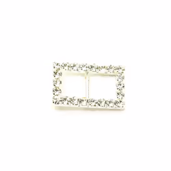 Diamante Rectangle Buckle Silver - each