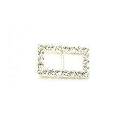 Diamante Rectangle Buckle  Silver - each