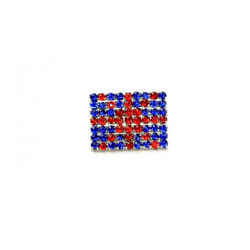 Union Jack Diamante Buttons  Blue Red Silver - each