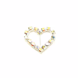 Diamante Heart Buckle  Aurora - each