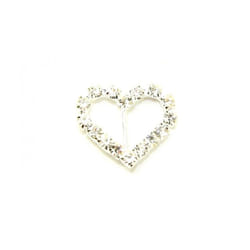 Diamante Heart Buckle  Silver - each