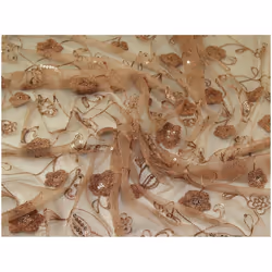 Minerva Sequin Lace Fabric Brown - per metre