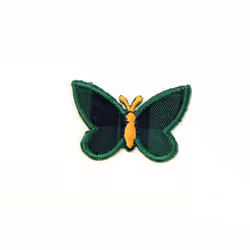 Tartan Butterfly Patch Motif Green/Navy - each