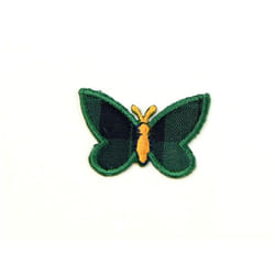 Tartan Butterfly Patch Motif  Green/Navy - each