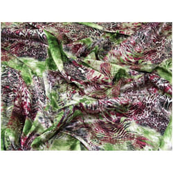 Minerva Stretch Woven Satin Fabric Green Multi - per metre