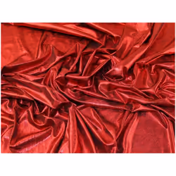Minerva Metallic ITY Silky Stretch Knit Fabric Red on Black - per metre