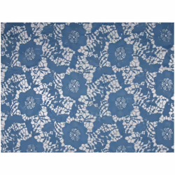 Minerva Embroidered Lace Fabric Jeans Blue - per metre